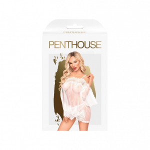 Babydoll blanco transparente de encaje L XL