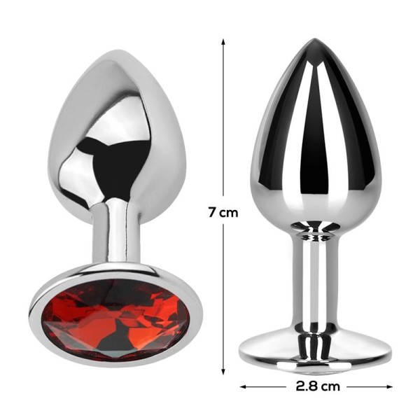 Joya anal aluminio rojo rubí talla S