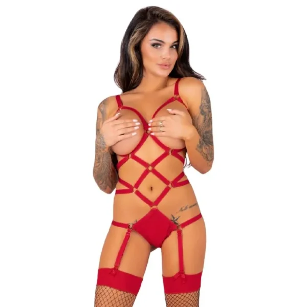 Body y medias rojo de Livco Corsseti