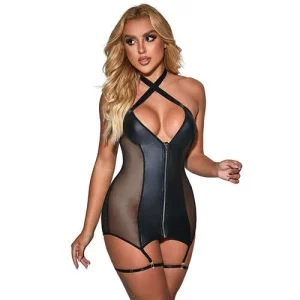 Vestido sexy de rejilla con ligas