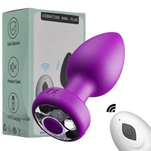 Plug vibrador malva de silicona con control remotoTienda erotica Torrejon