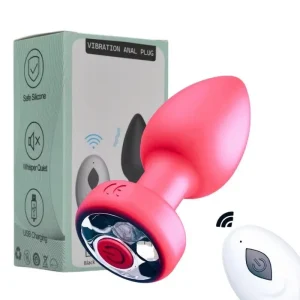 Plug vibrador rosa de silicona con control remotoTienda erotica Torrejon